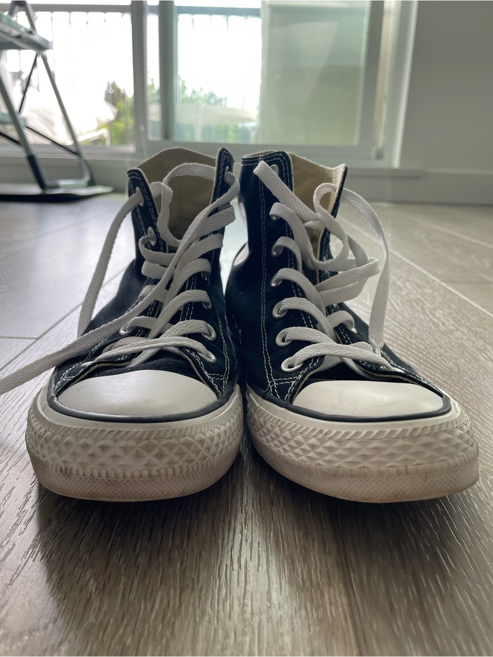 Converse Black High-Top Canvas Sneakers with White Trim - Picture 5 of 8